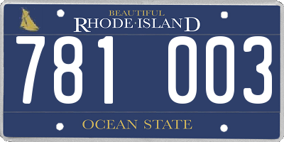 RI license plate 781003