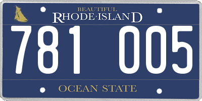 RI license plate 781005