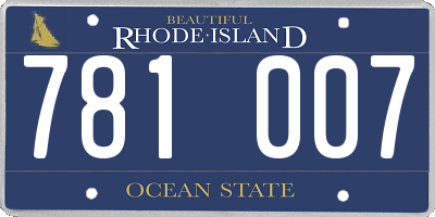 RI license plate 781007