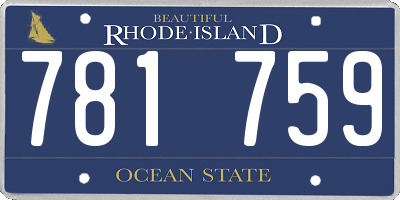 RI license plate 781759