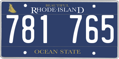 RI license plate 781765