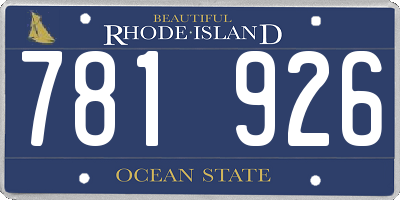 RI license plate 781926
