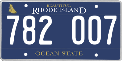 RI license plate 782007