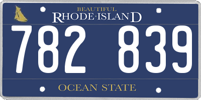 RI license plate 782839