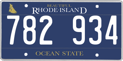 RI license plate 782934