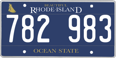RI license plate 782983