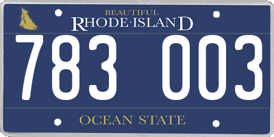 RI license plate 783003