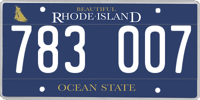 RI license plate 783007