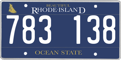 RI license plate 783138