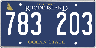 RI license plate 783203