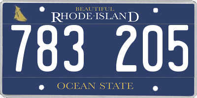 RI license plate 783205