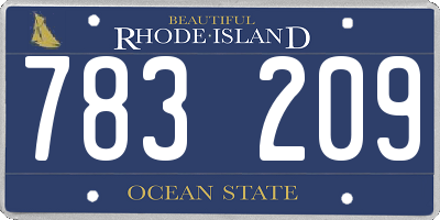 RI license plate 783209