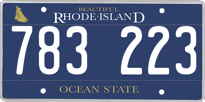 RI license plate 783223