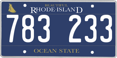 RI license plate 783233