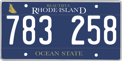 RI license plate 783258