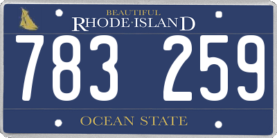RI license plate 783259