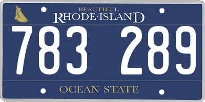 RI license plate 783289