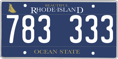 RI license plate 783333