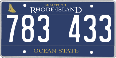 RI license plate 783433