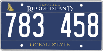 RI license plate 783458
