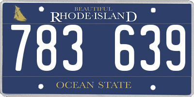 RI license plate 783639