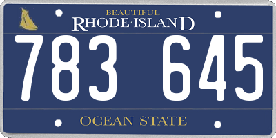 RI license plate 783645