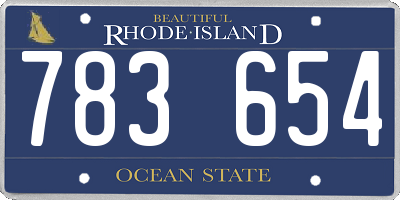 RI license plate 783654