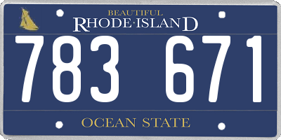 RI license plate 783671