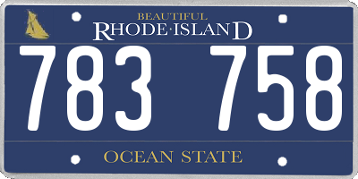 RI license plate 783758