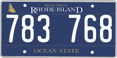 RI license plate 783768