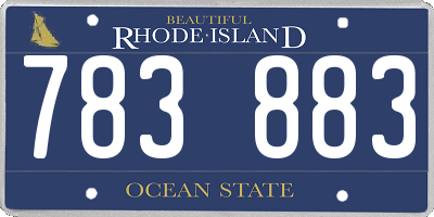 RI license plate 783883