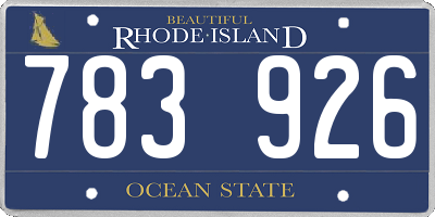 RI license plate 783926