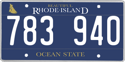 RI license plate 783940