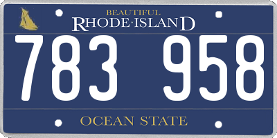 RI license plate 783958
