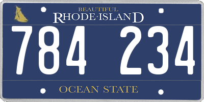 RI license plate 784234
