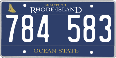 RI license plate 784583