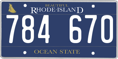 RI license plate 784670