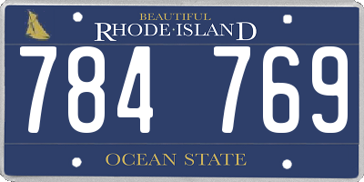 RI license plate 784769