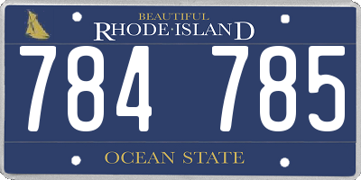 RI license plate 784785