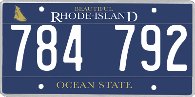 RI license plate 784792