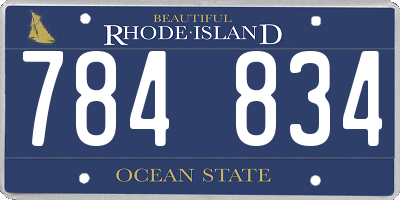 RI license plate 784834