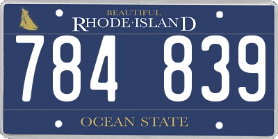 RI license plate 784839