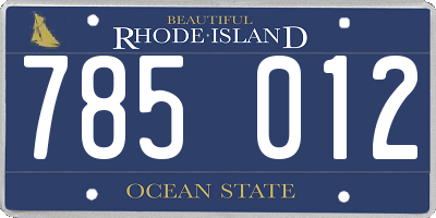 RI license plate 785012