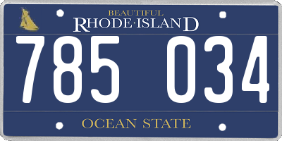 RI license plate 785034
