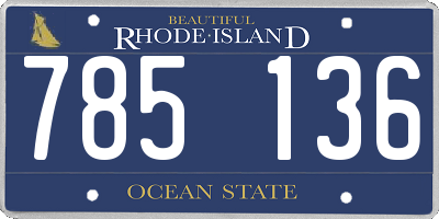 RI license plate 785136
