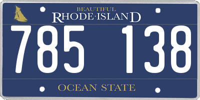 RI license plate 785138