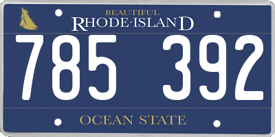 RI license plate 785392