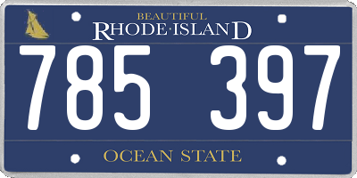 RI license plate 785397
