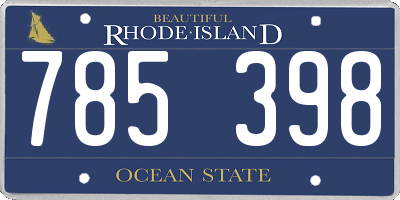 RI license plate 785398