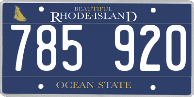 RI license plate 785920